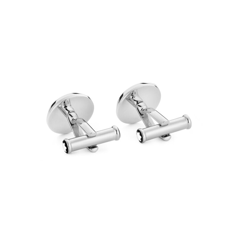 Cuff Links, 1 Pair, Round, Stainless Steel, Glittery Glass Inlay Cuff Links, 1 Pair, Round, Stainless Steel, Glittery Glass Inlay - 112906 - 2