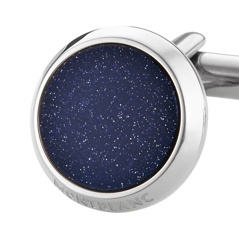Cuff Links, 1 Pair, Round, Stainless Steel, Glittery Glass Inlay Cuff Links, 1 Pair, Round, Stainless Steel, Glittery Glass Inlay - 112906 - 3