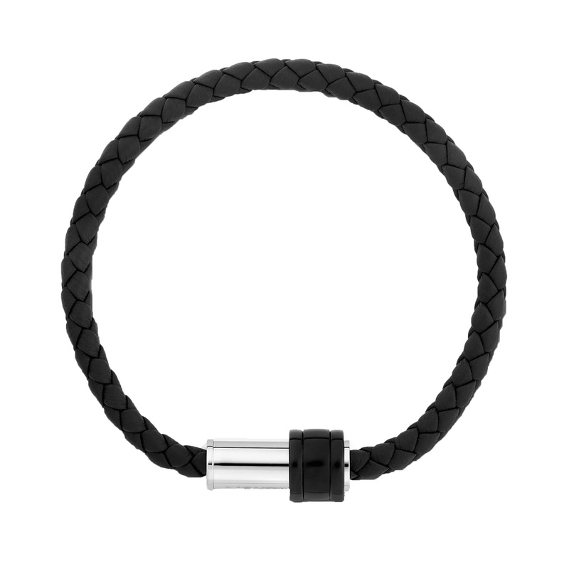 Bracelet Woven Black Leather