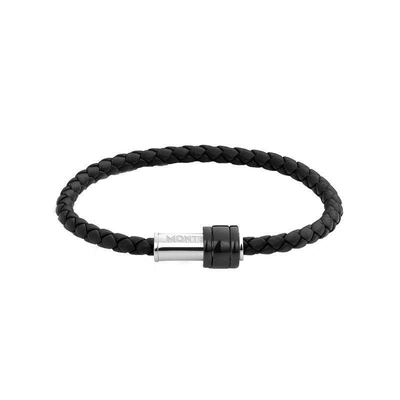 Bracelet Woven Black Leather